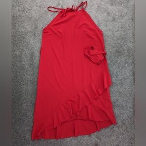 RED maxi slip dress women's size Large party feminine